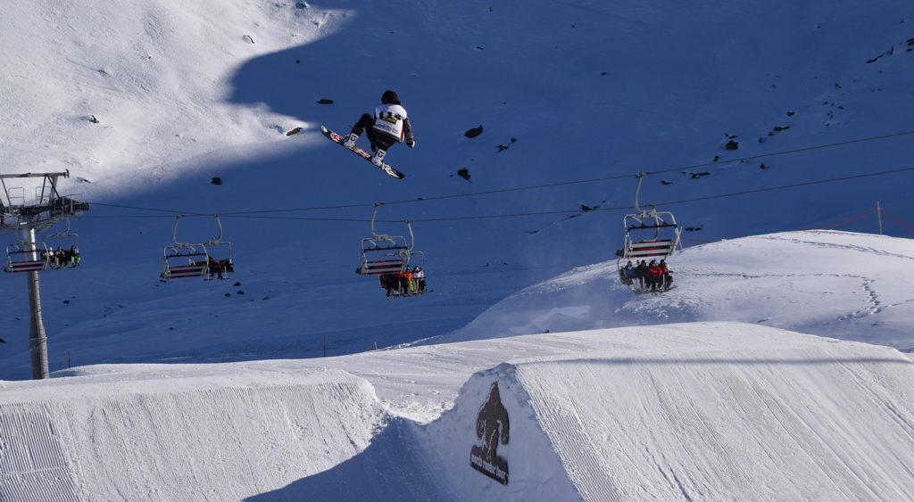 Drone Shot of a Snowboarder